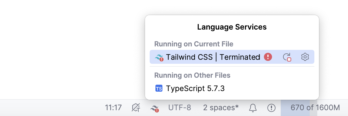 Tailwind CSS Language Server error