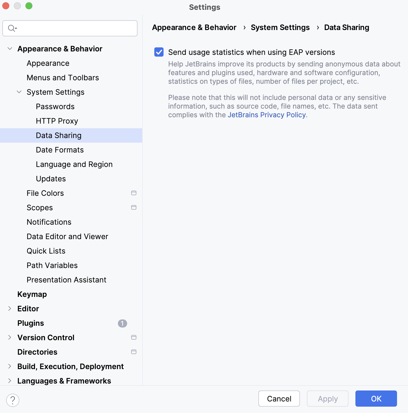 データの共有ダイアログ: リリース Data Sharing dialog: Release