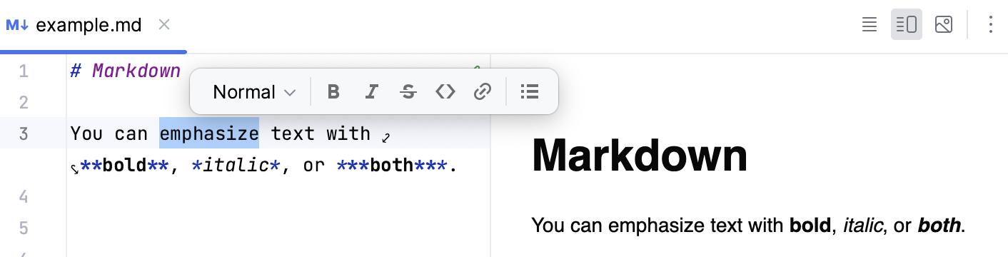 Markdown editor formatting toolbar Markdown editor formatting toolbar