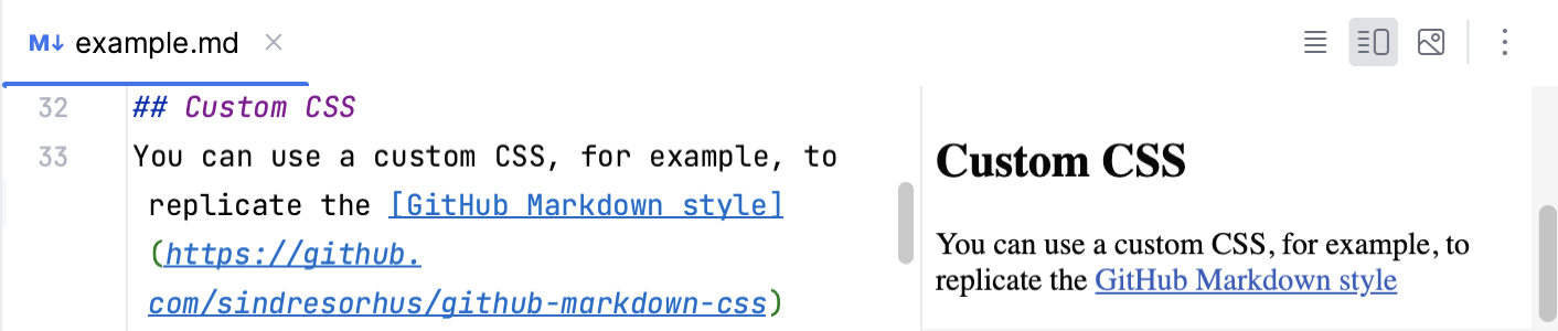 Markdown preview with a custom CSS that resembles GitHub rendering style Markdown preview with a custom CSS that resembles GitHub rendering style