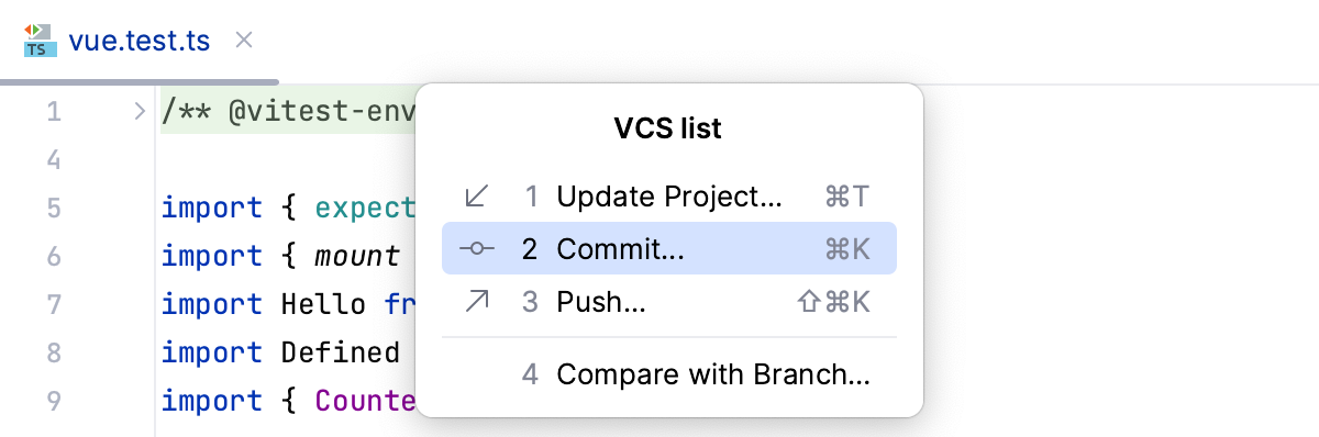 Access an action from a quick list Access an action from a quick list