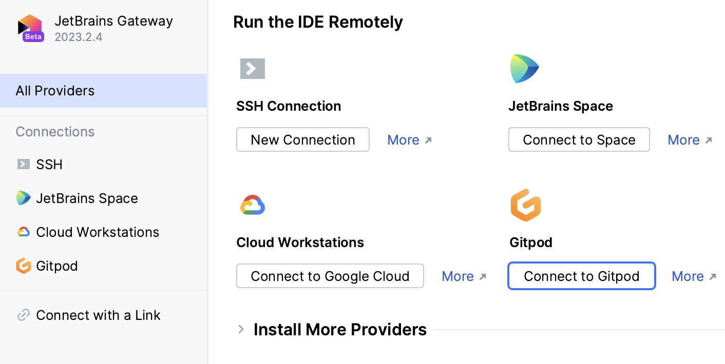 Welcome Screen: installed the Gitpod plugin