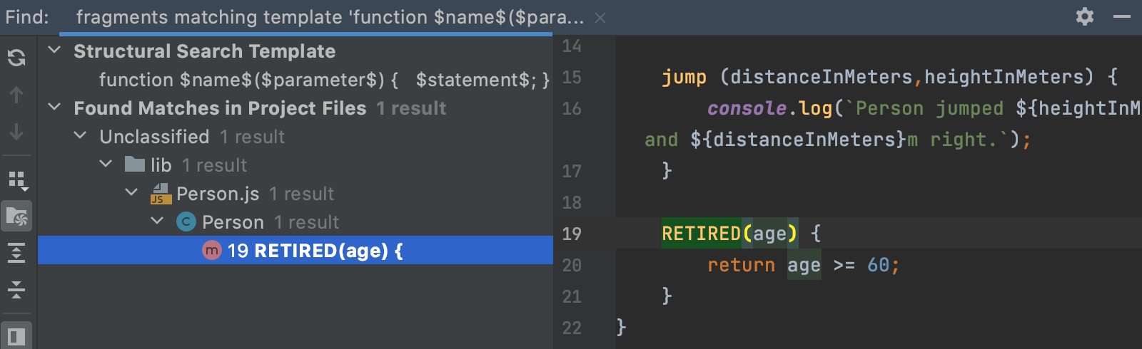“查找”工具窗口结果