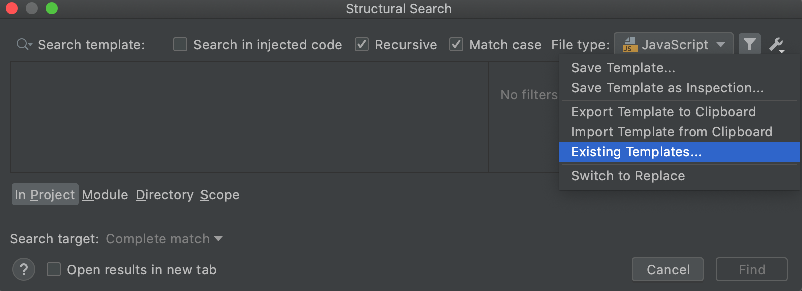 打开现有模板列表