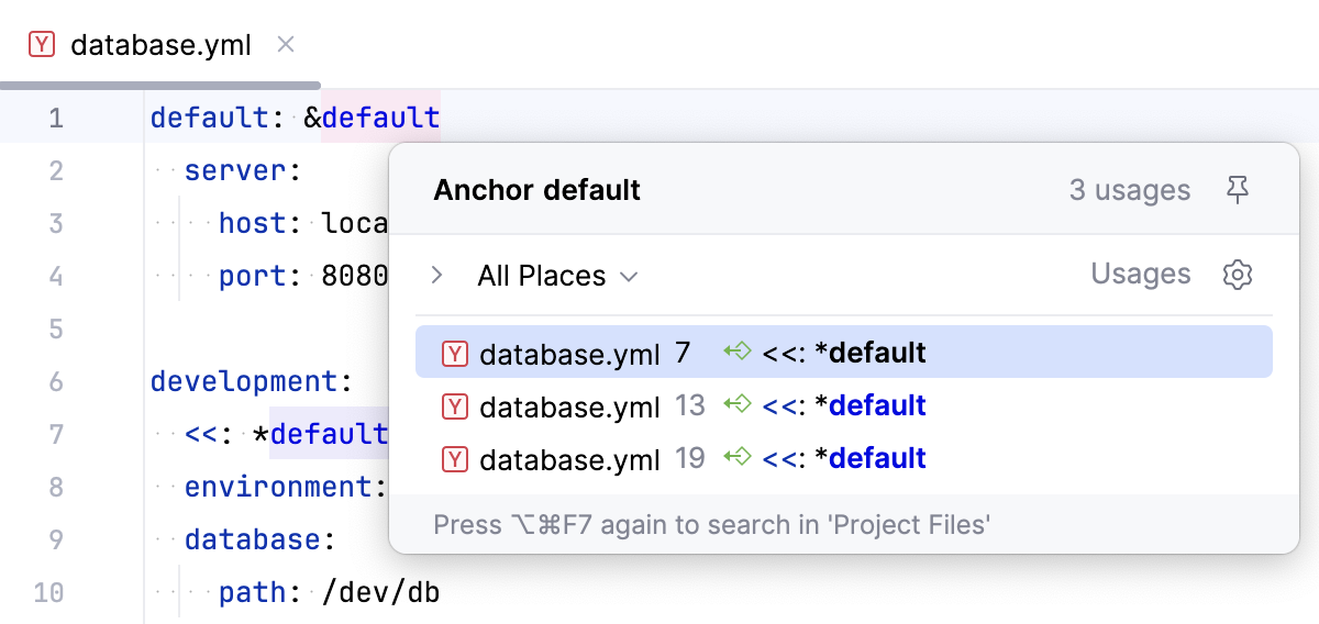 YAML: navigate to aliases YAML: navigate to aliases