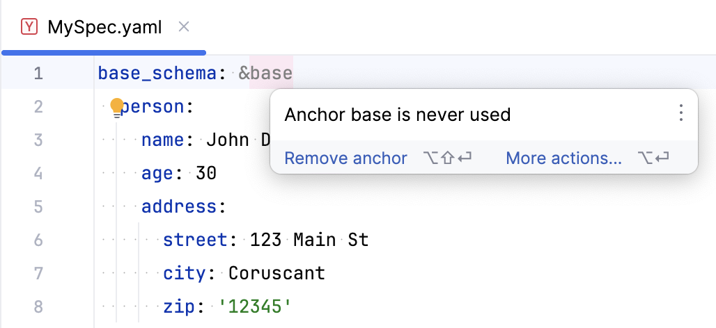 YAML: unused anchor warning YAML: unused anchor warning