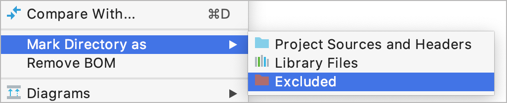 Mark directory as excluded Mark directory as excluded