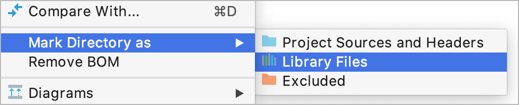 Mark as library files Mark as library files