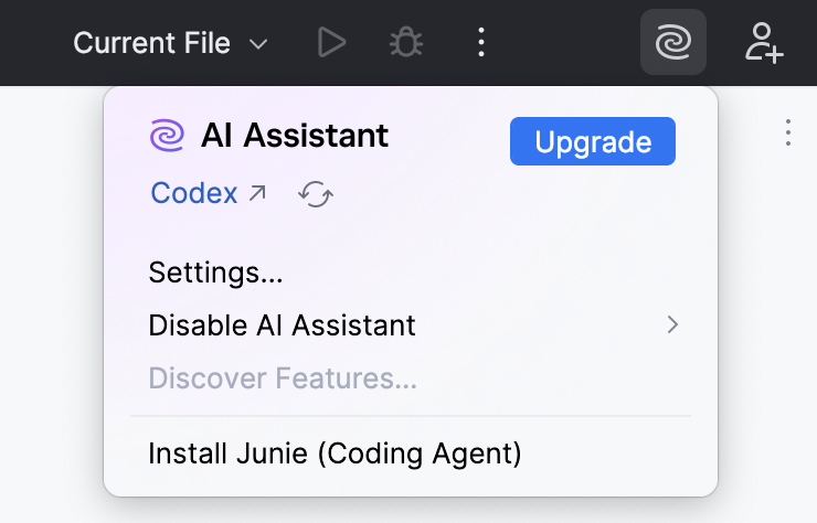 Third-party provider in JetBrains AI widget