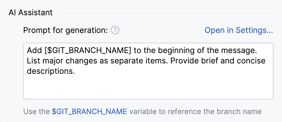Prompt for commit message generation