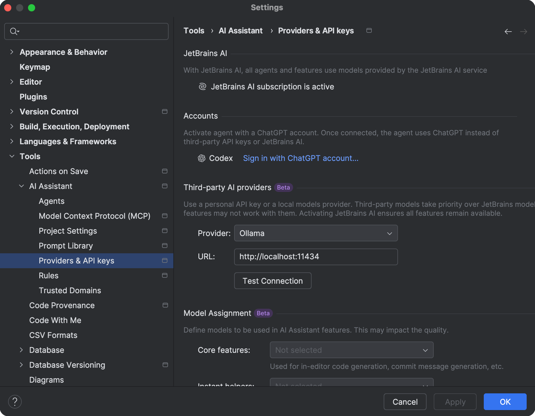 Providers & API keys | AI Assistant Documentation