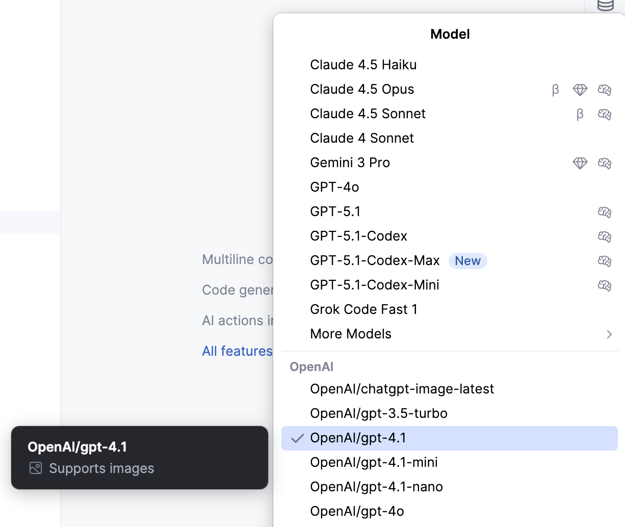 Third-party provider models in chat