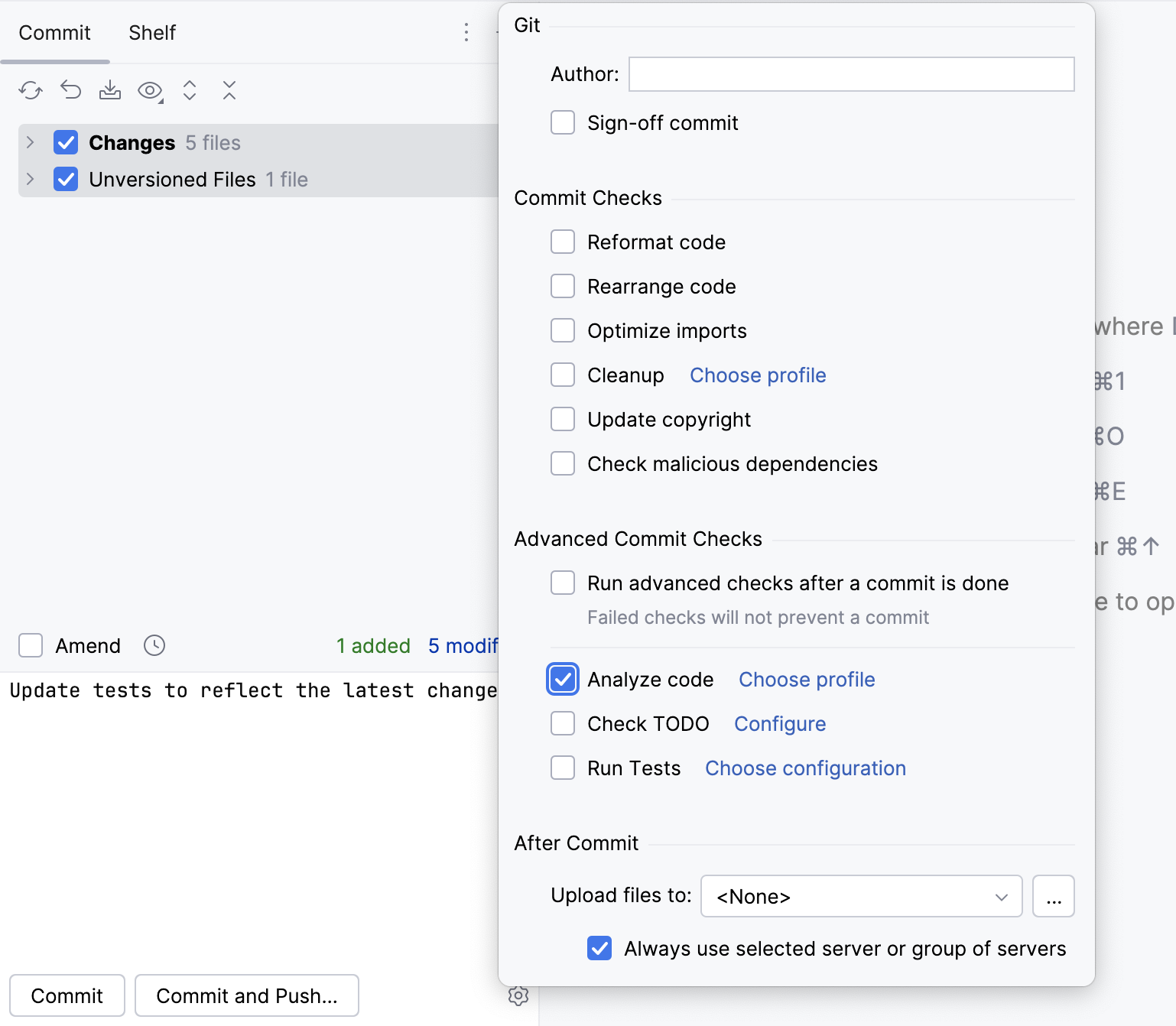 Commit tool window Commit tool window