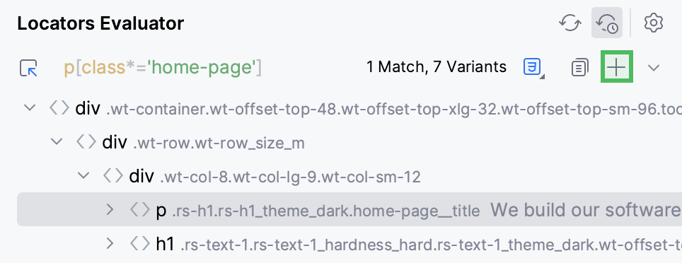 "添加元素到代码"按钮 "添加元素到代码"按钮