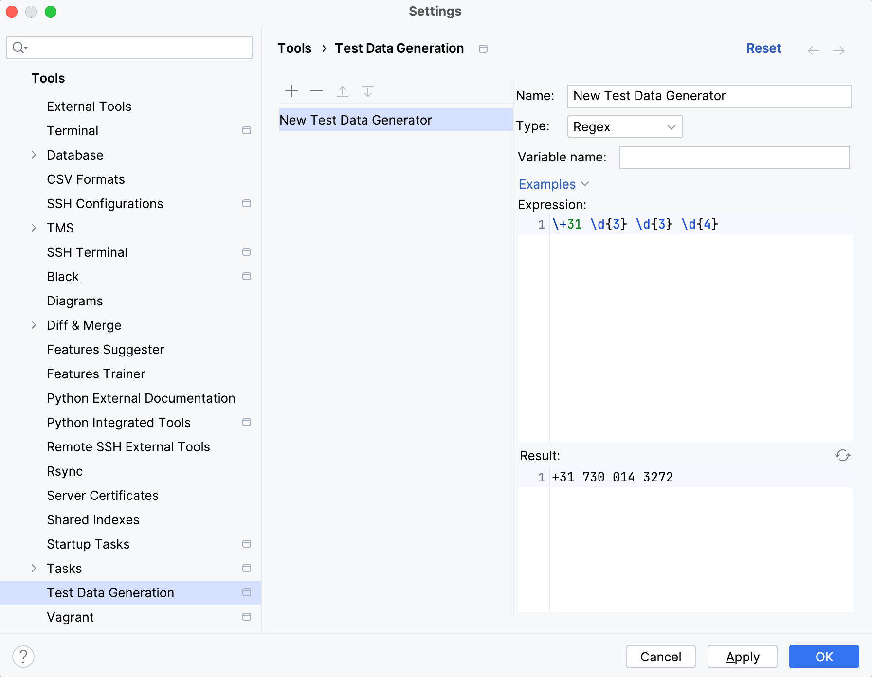 Create a custom regex type generator Create a custom regex type generator