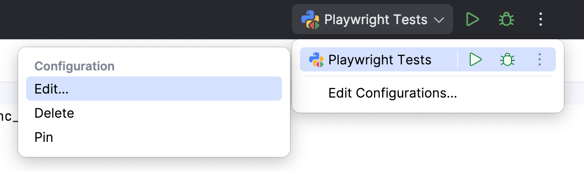 Editing Run/Debug configurations Editing Run/Debug configurations