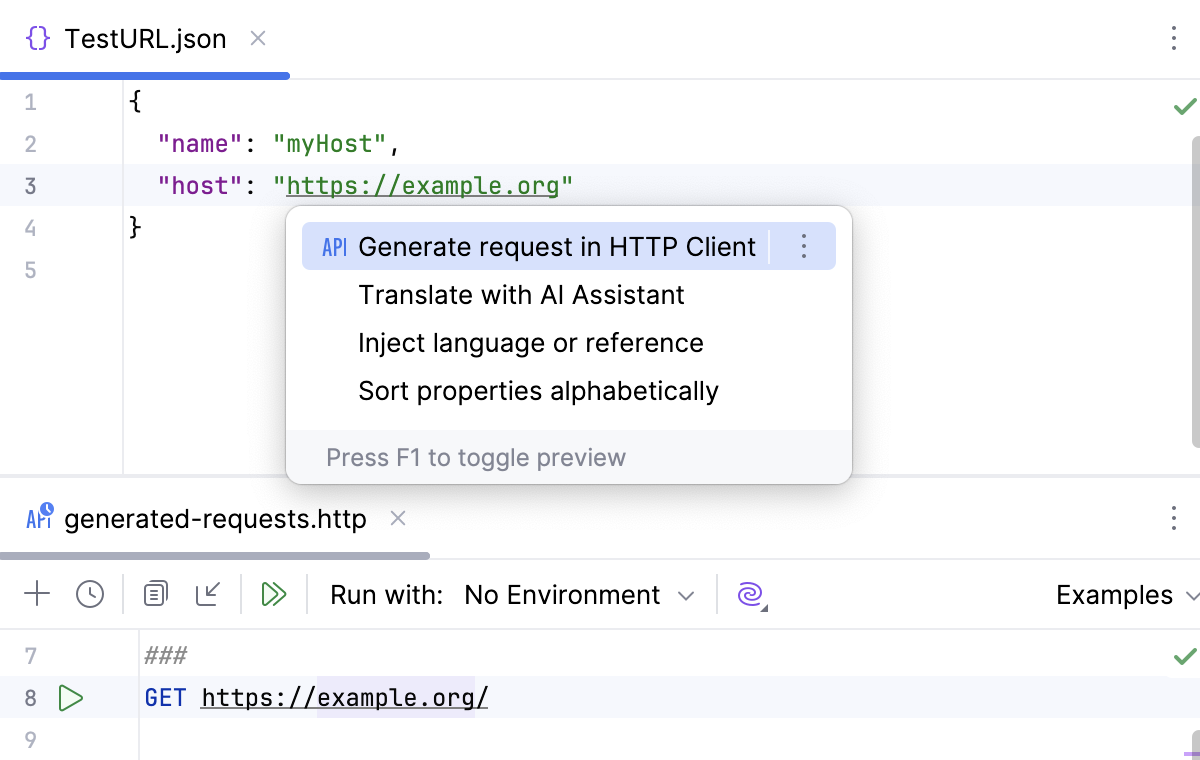 Generate request in HTTP Client Generate request in HTTP Client