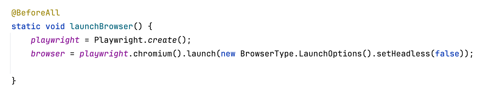 Modifying code to run tests in headed mode Modifying code to run tests in headed mode