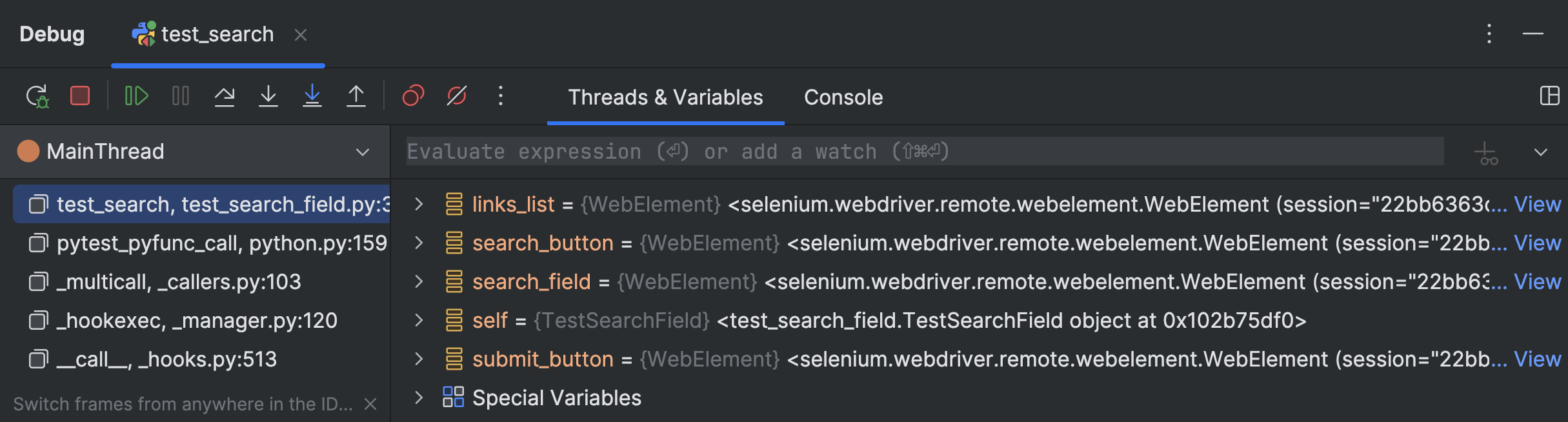 Selenium | PyCharm Documentation