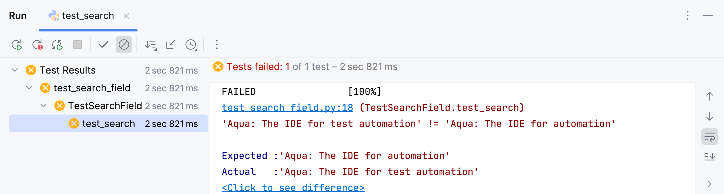 Test results shown on the Test Runner tab of the Run tool window Test results shown on the Test Runner tab of the Run tool window