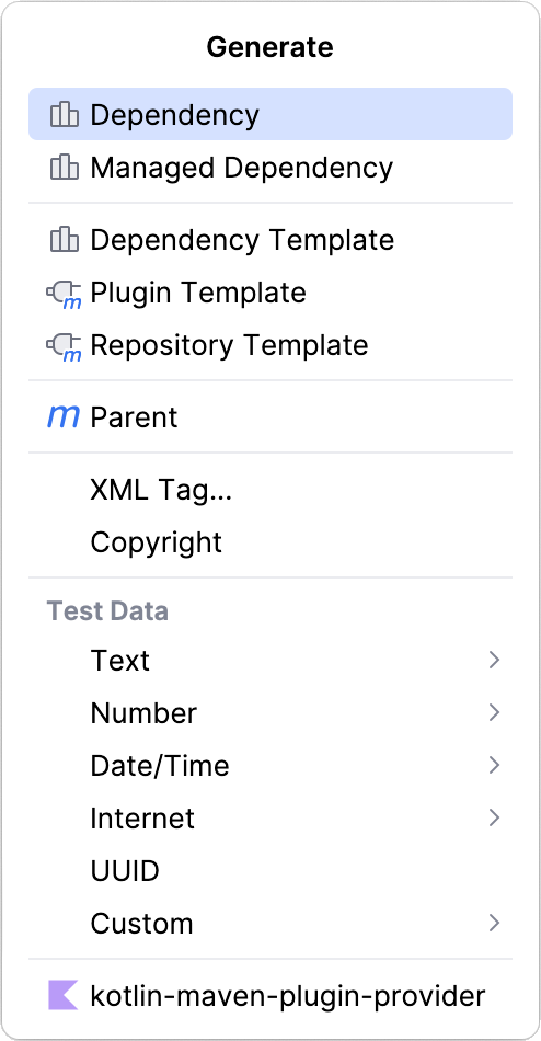 Generate a dependency Generate a dependency