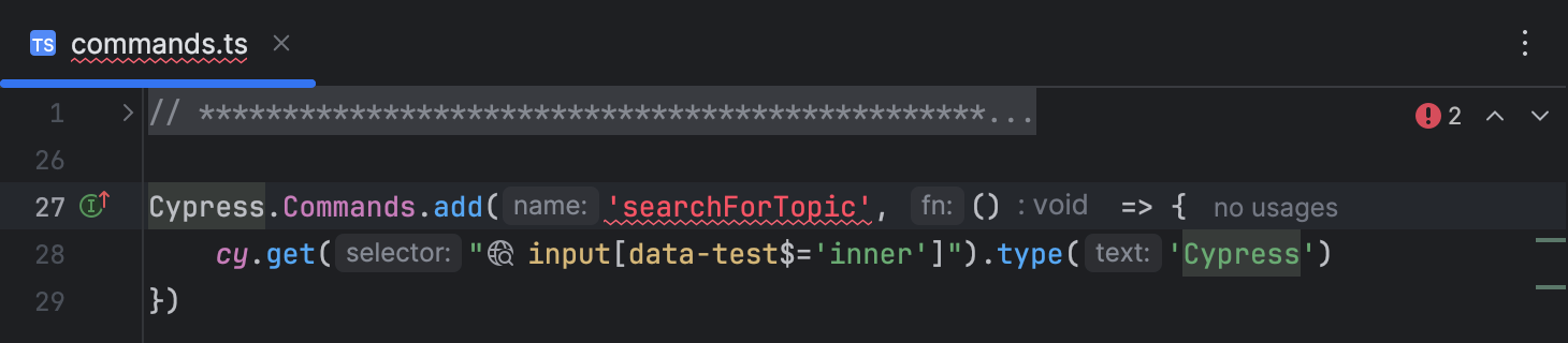 Cypress Custom Commands | PyCharm Documentation
