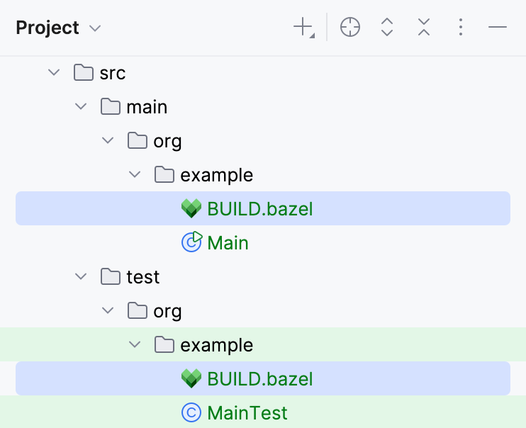 Two BUILD.BAZEL files in the project view Two BUILD.BAZEL files in the project view
