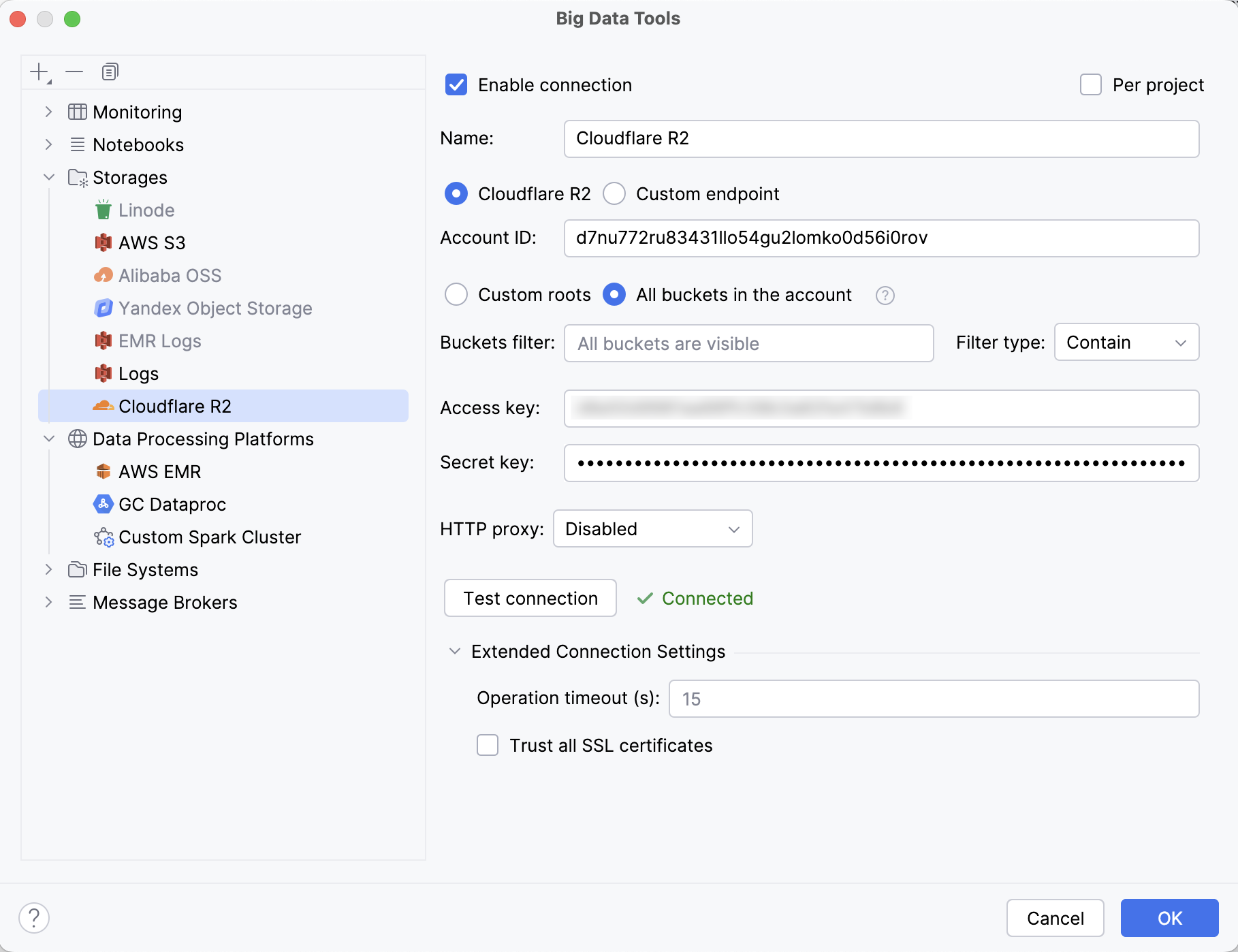 Configure Cloudflare R2 connection