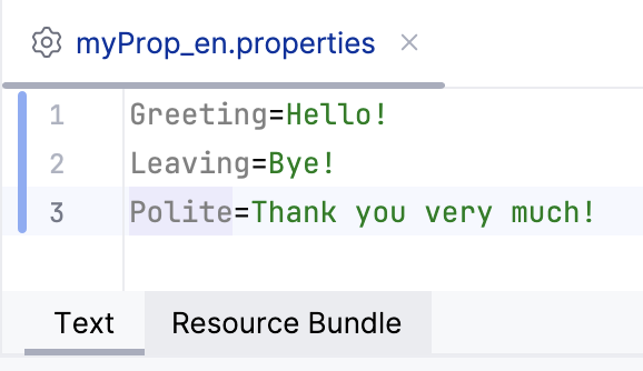 Resource bundle editor tab Resource bundle editor tab