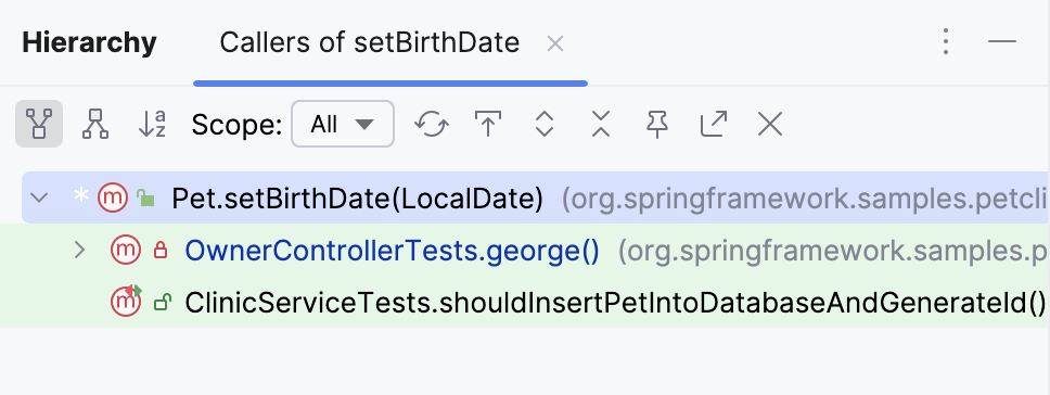 Call hierarchy in IntelliJ IDEA Call hierarchy in IntelliJ IDEA