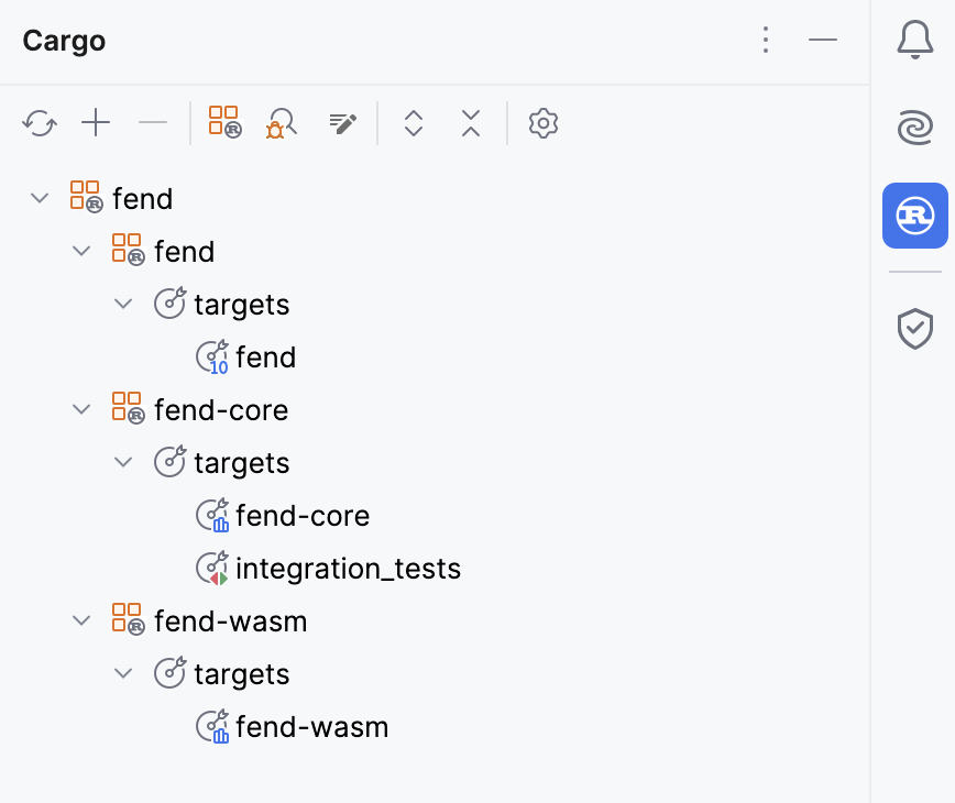 Cargo tool window Cargo tool window