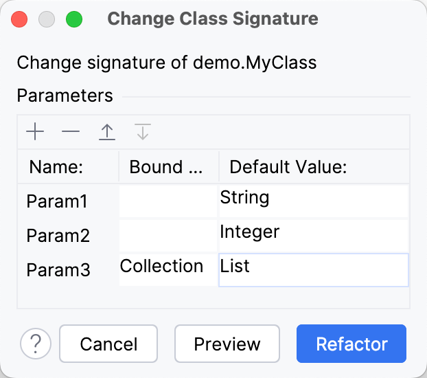Change a class signature Change a class signature