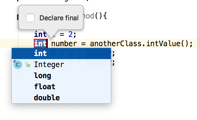 Declaring a variable final Declaring a variable final