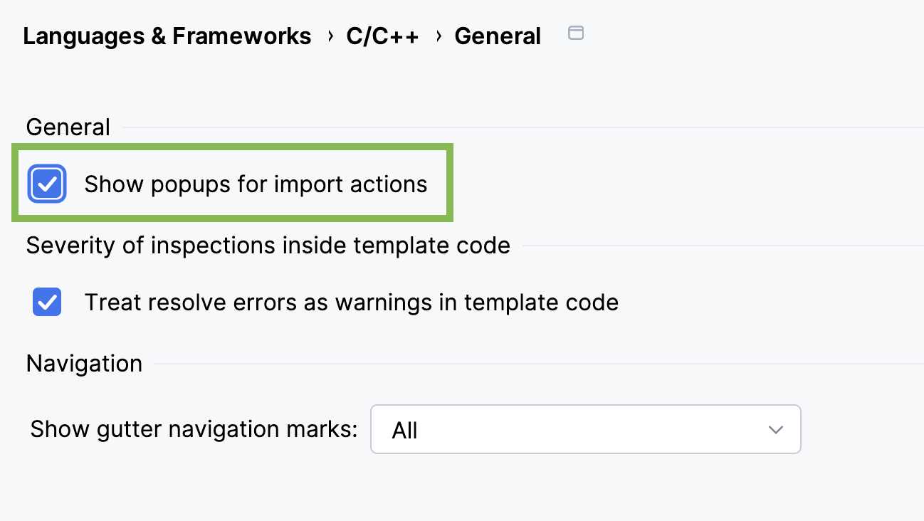 Auto-import popup settings