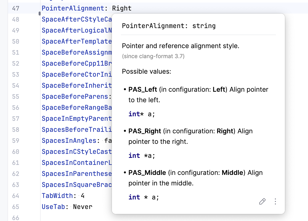quick doc for clang-format config files quick doc for clang-format config files