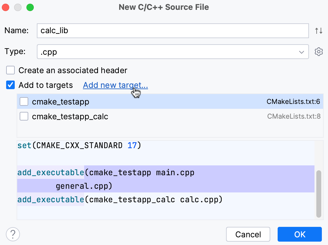 Adding new target Adding new target