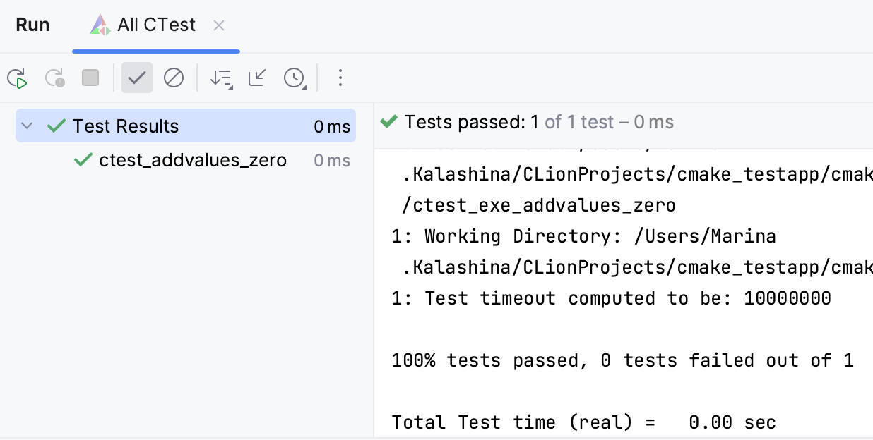 CTest results CTest results