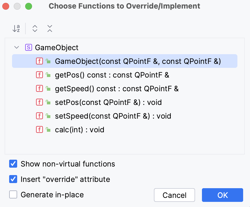 Implement/override functions Implement/override functions