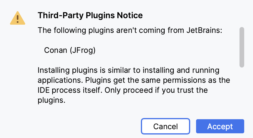 Accept installing a third party plugin Accept installing a third party plugin