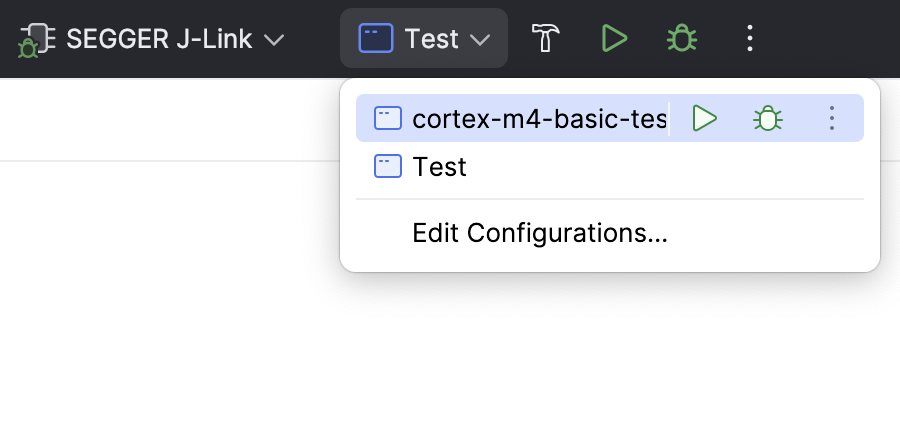 Selecting a run/debug configuration