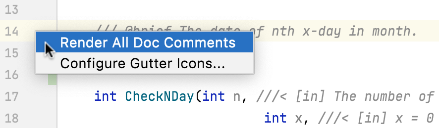 Enabling rendered view for all doxygen comments Enabling rendered view for all doxygen comments