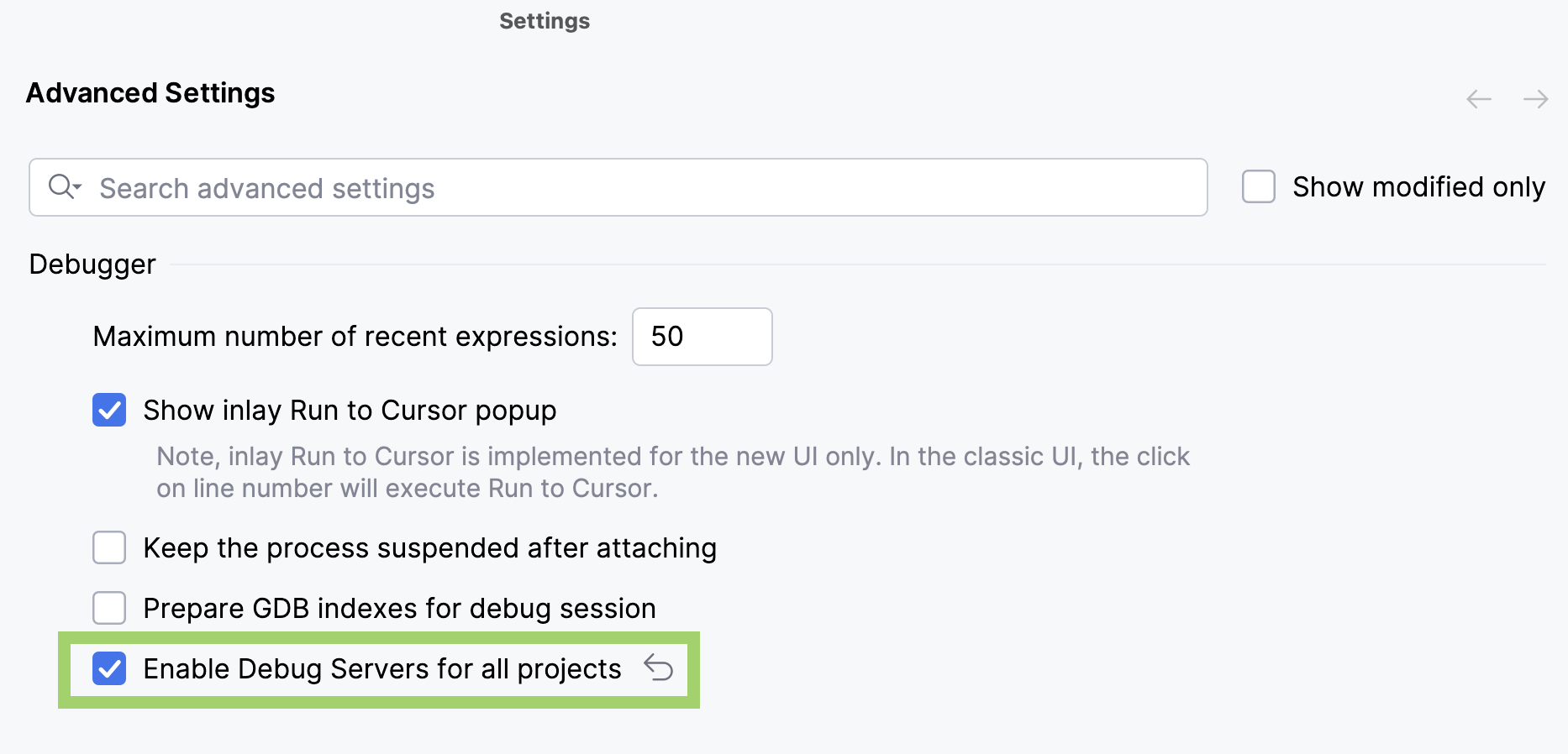 Enabling Debug Servers