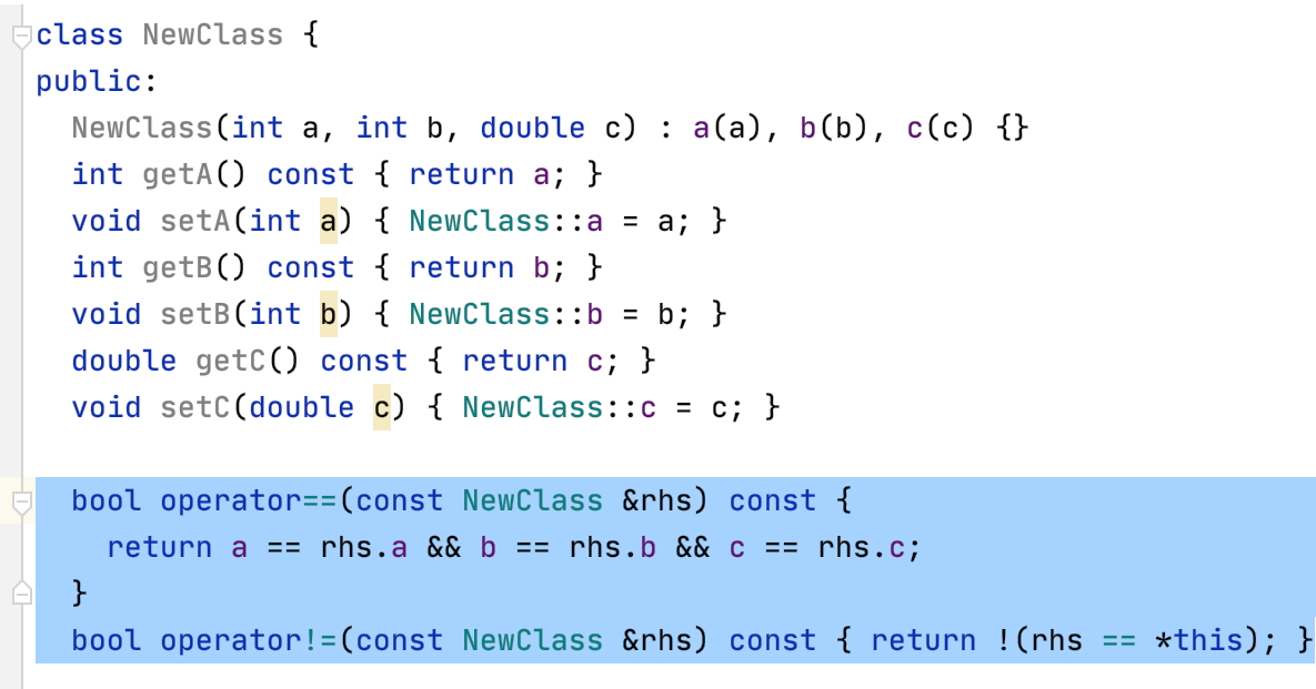 Equality operators generated in-place Equality operators generated in-place