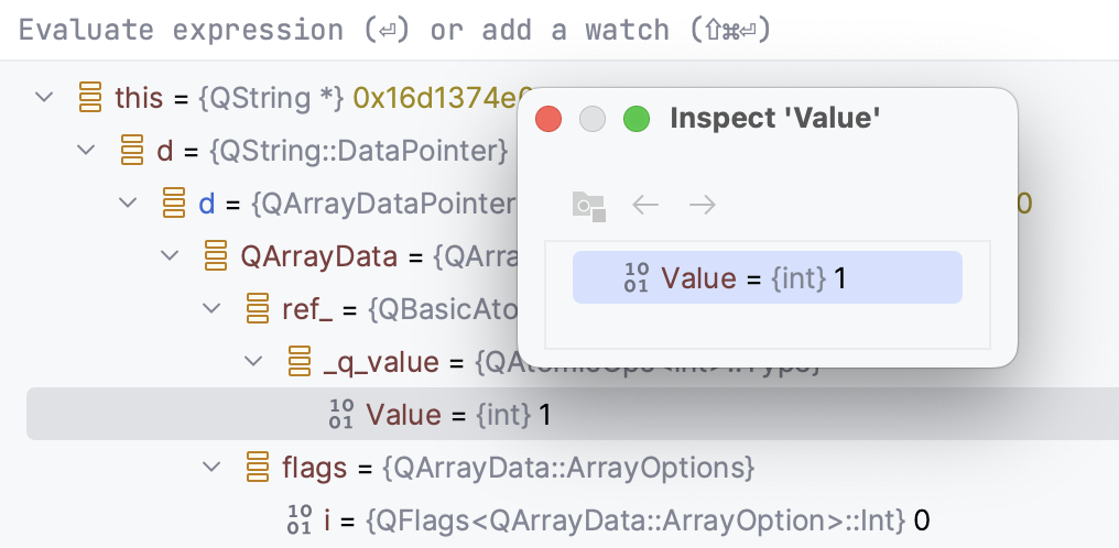 Inspect dialog Inspect dialog