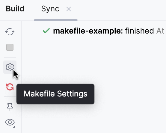 Accessing Makefile settings from the Build tool window Accessing Makefile settings from the Build tool window