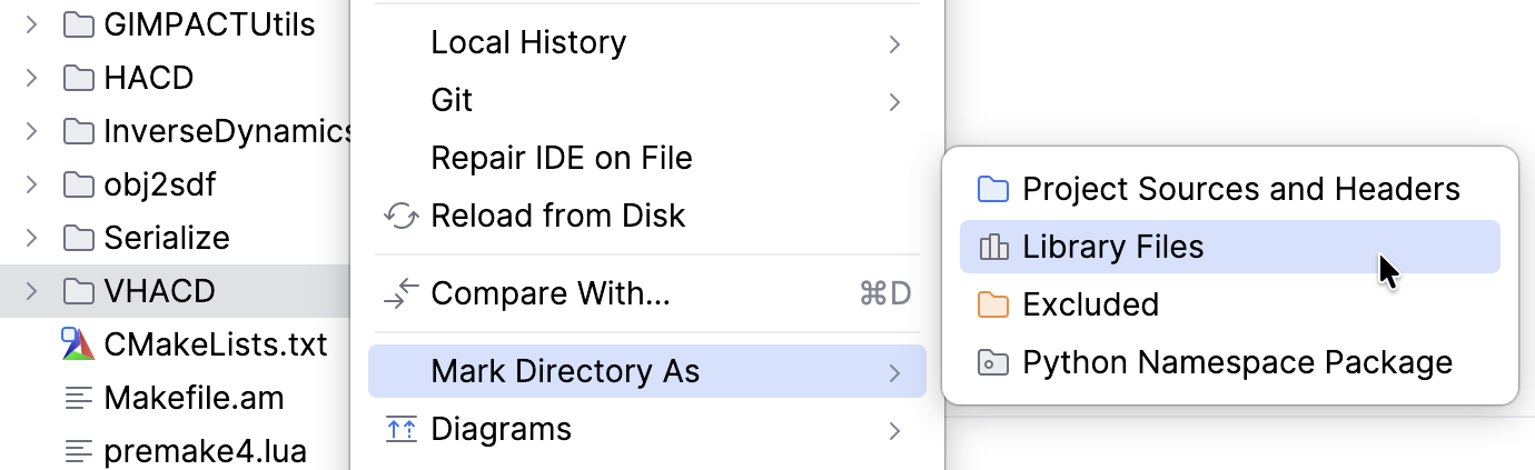 Mark as library files