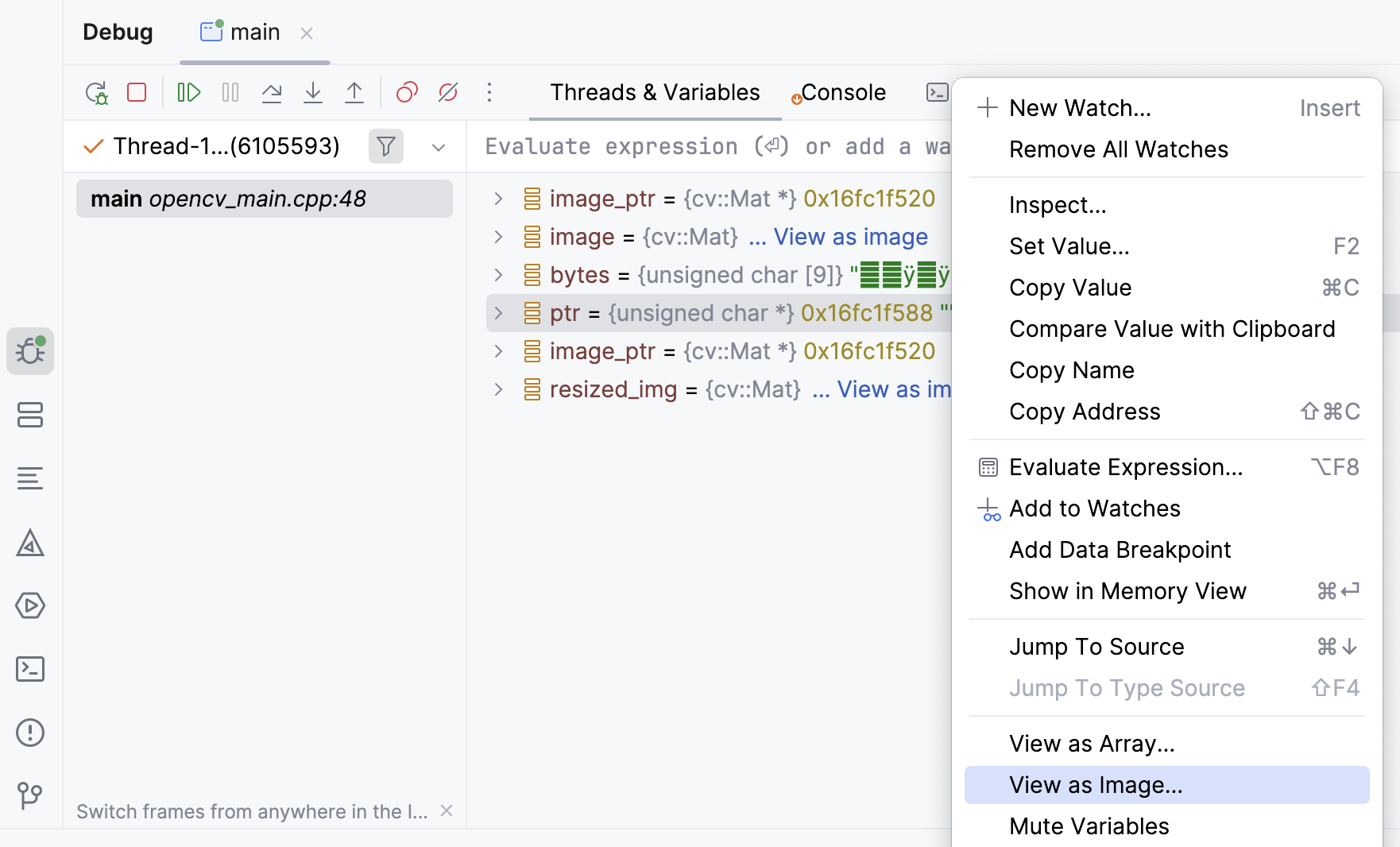 Viewing another image type Viewing another image type