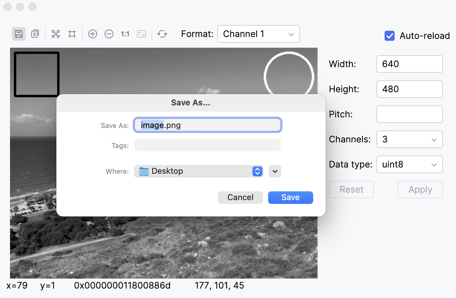 Saving the image as a file Saving the image as a file