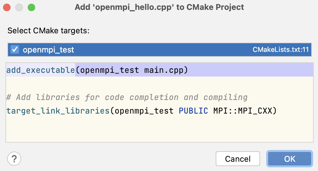 Adding a file to a CMake target Adding a file to a CMake target