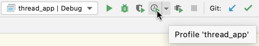 Profiler button on the toolbar Profiler button on the toolbar